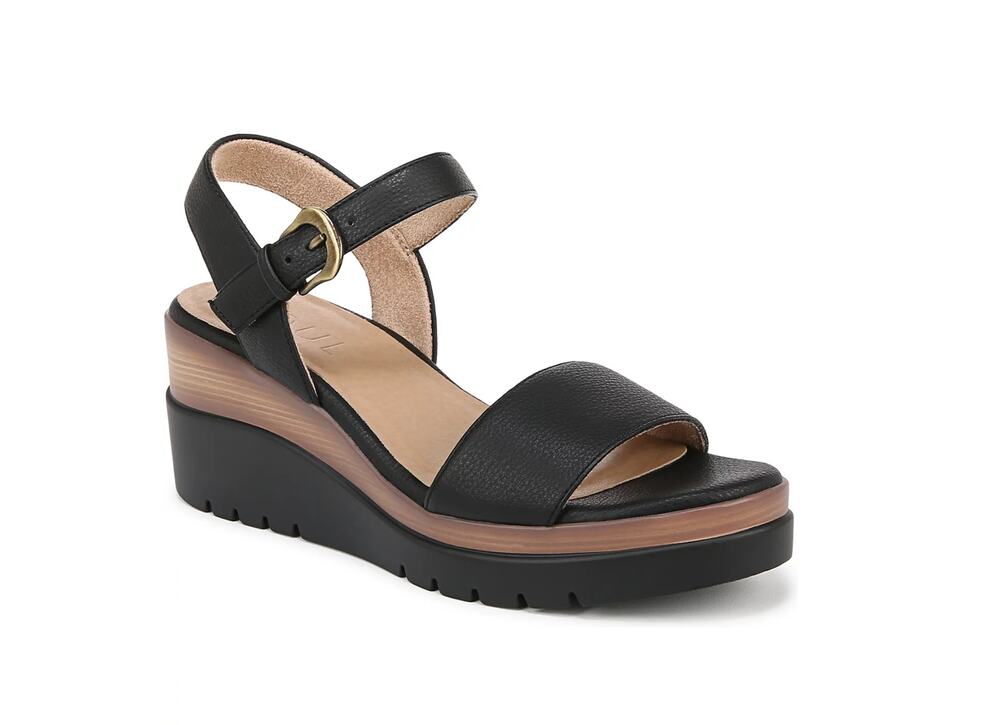 Soul Naturalizer Graciela Round Open Toe Wedge Sandals Black 9